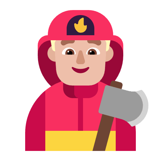 Man Firefighter Flat Medium Light Emoji from Fluent Emoji Flat Set