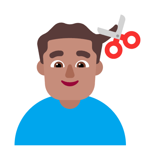 Man Getting Haircut Flat Medium Emoji from Fluent Emoji Flat Set