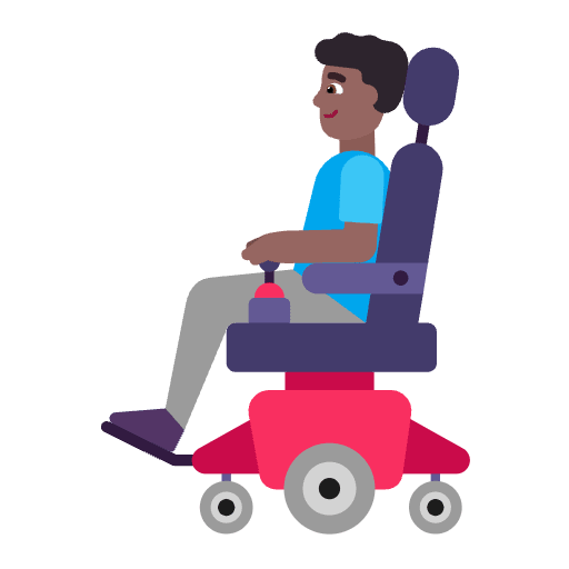 Man In Motorized Wheelchair Flat Medium Dark Emoji from Fluent Emoji Flat Set