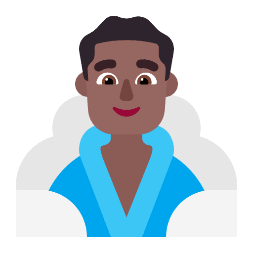 Man In Steamy Room Flat Medium Dark Emoji from Fluent Emoji Flat Set