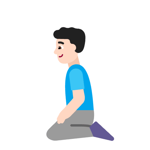Man Kneeling Flat Light Emoji from Fluent Emoji Flat Set