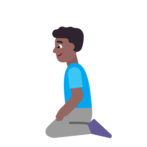 Man Kneeling Flat Medium Dark Emoji from Fluent Emoji Flat Set