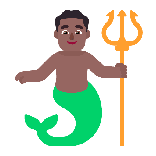 Man Merpeople Flat Medium Dark Emoji from Fluent Emoji Flat Set