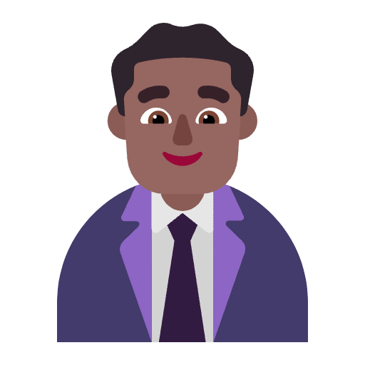 Man Office Worker Flat Medium Dark Emoji from Fluent Emoji Flat Set