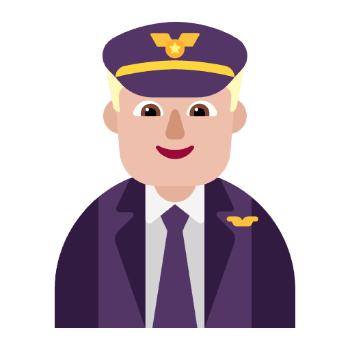 Man Pilot Flat Medium Light Emoji from Fluent Emoji Flat Set
