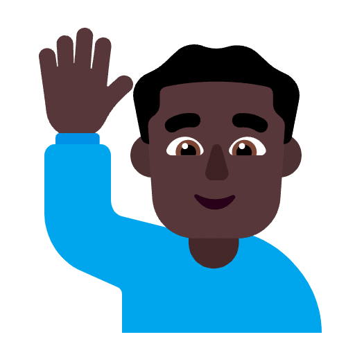 Man Raising Hand Flat Dark Element from Fluent Emoji Flat Set