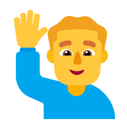 Man Raising Hand Flat Default Emoji from Fluent Emoji Flat Set