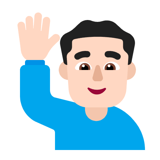 Man Raising Hand Flat Light Emoji from Fluent Emoji Flat Set