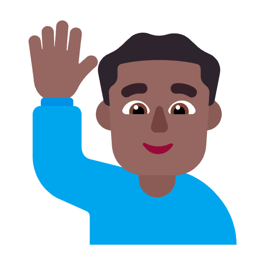 Man Raising Hand Flat Medium Dark Emoji from Fluent Emoji Flat Set