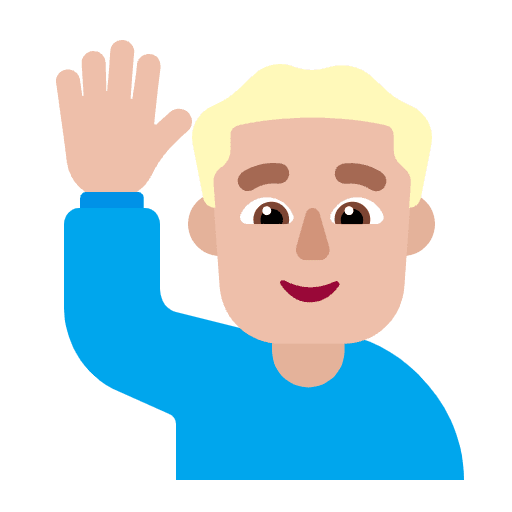 Man Raising Hand Flat Medium Light Emoji from Fluent Emoji Flat Set