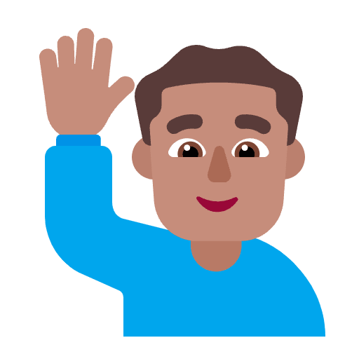 Man Raising Hand Flat Medium Element from Fluent Emoji Flat Set