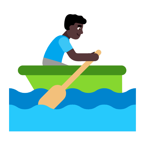 Man Rowing Boat Flat Dark Emoji from Fluent Emoji Flat Set