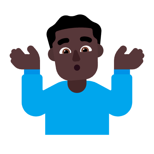 Man Shrugging Flat Dark Emoji from Fluent Emoji Flat Set