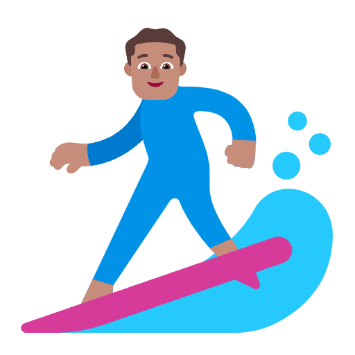 Man Surfing Flat Medium Element from Fluent Emoji Flat Set