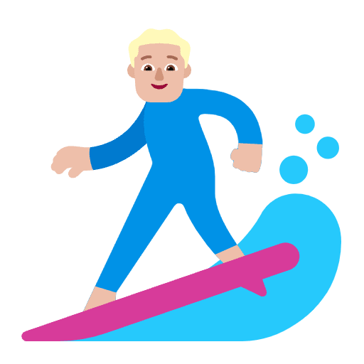 Man Surfing Flat Medium Light Element from Fluent Emoji Flat Set