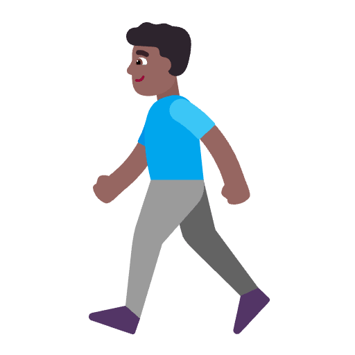 Man Walking Flat Medium Dark Emoji from Fluent Emoji Flat Set
