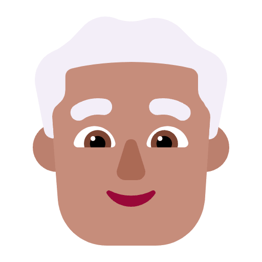 Man White Hair Flat Medium Emoji from Fluent Emoji Flat Set