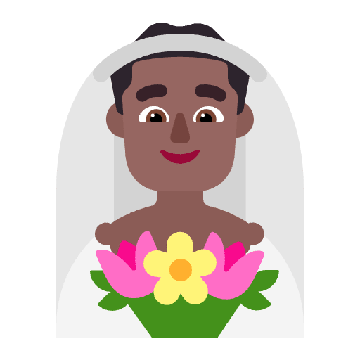 Man With Veil Flat Medium Dark Emoji from Fluent Emoji Flat Set