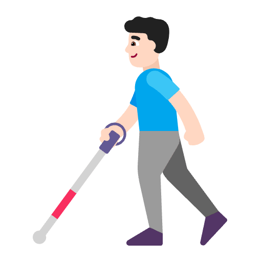 Man With White Cane Flat Light Element from Fluent Emoji Flat Set