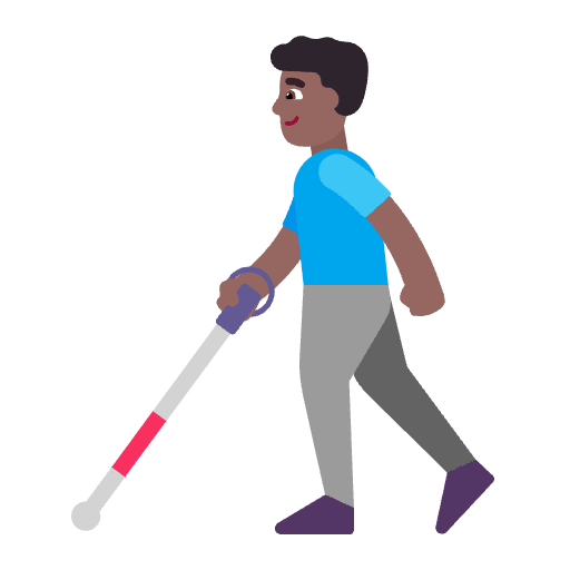 Man With White Cane Flat Medium Dark Emoji from Fluent Emoji Flat Set