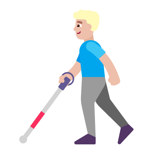 Man With White Cane Flat Medium Light Emoji from Fluent Emoji Flat Set