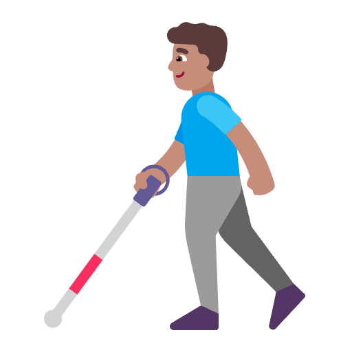 Man With White Cane Flat Medium Emoji from Fluent Emoji Flat Set