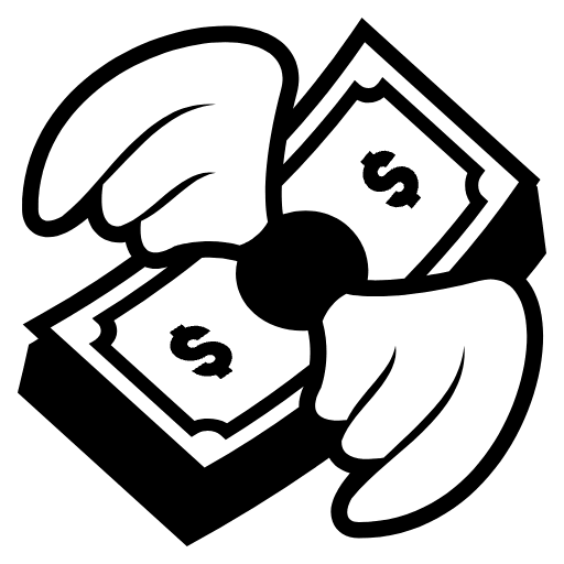 Money With Wings Emoji from EmojiTwo Black Set