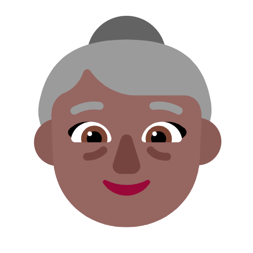 Old Woman Flat Medium Dark Emoji from Fluent Emoji Flat Set