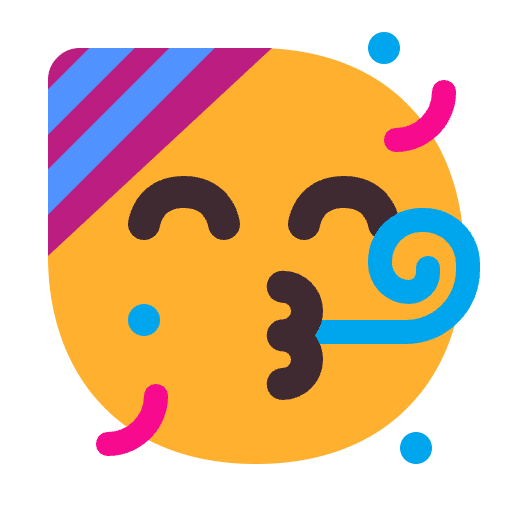Partying Face Flat Emoji from Fluent Emoji Flat Set