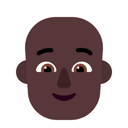 Person Bald Flat Dark Emoji from Fluent Emoji Flat Set