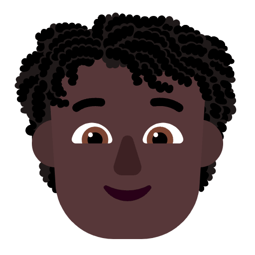 Person Curly Hair Flat Dark Emoji from Fluent Emoji Flat Set
