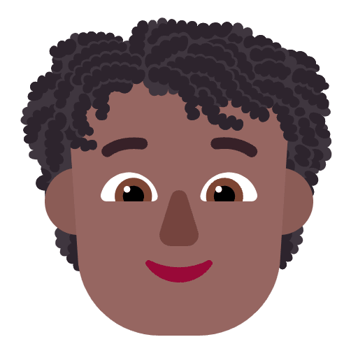 Person Curly Hair Flat Medium Dark Emoji from Fluent Emoji Flat Set