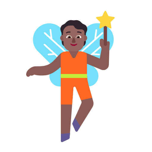 Person Fairy Flat Medium Dark Emoji from Fluent Emoji Flat Set