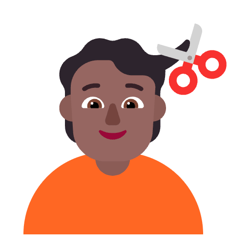 Person Getting Haircut Flat Medium Dark Emoji from Fluent Emoji Flat Set