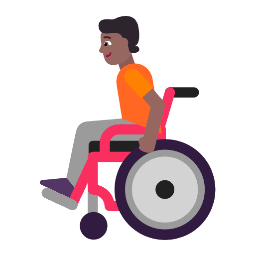 Person In Manual Wheelchair Flat Medium Dark Emoji from Fluent Emoji Flat Set