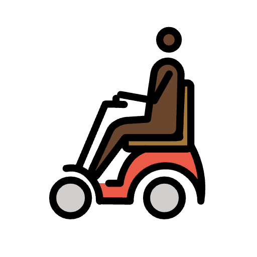 Person In Motorized Wheelchair Dark Skin Tone Emoji from OpenMoji Emoji Set