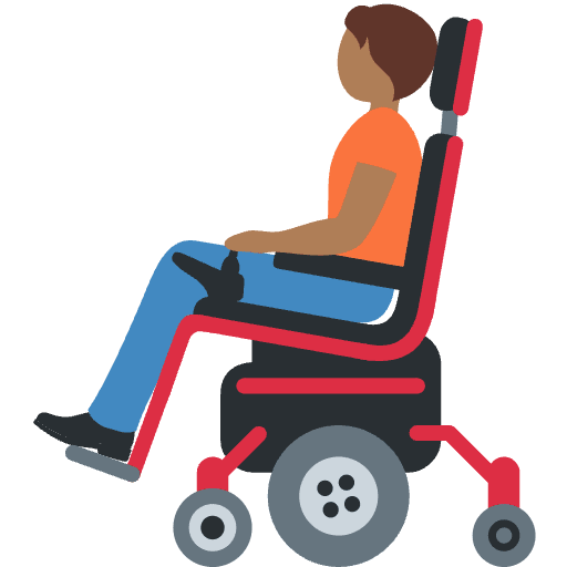 Person In Motorized Wheelchair Medium Dark Skin Tone Element from Twemoji Emoji Set