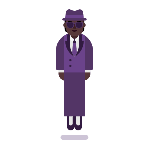 Person In Suit Levitating Flat Dark Emoji from Fluent Emoji Flat Set