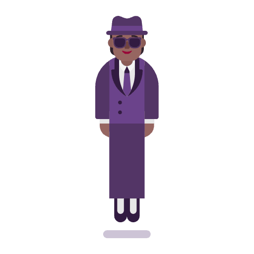 Person In Suit Levitating Flat Medium Dark Emoji from Fluent Emoji Flat Set