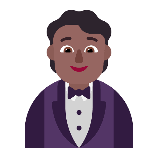 Person In Tuxedo Flat Medium Dark Emoji from Fluent Emoji Flat Set