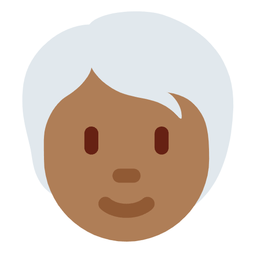 Person Medium Dark Skin Tone White Hair Element from Twemoji Emoji Set