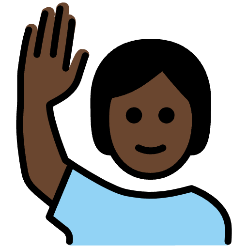 Person Raising Hand Dark Skin Tone Emoji from OpenMoji Set
