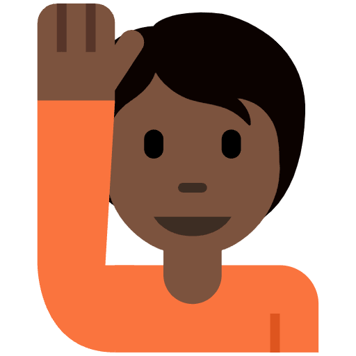 Person Raising Hand Dark Skin Tone Emoji from Twemoji Set