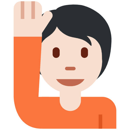 Person Raising Hand Light Skin Tone Emoji from Twemoji Emoji Set