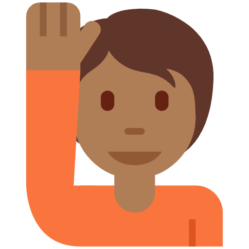 Person Raising Hand Medium Dark Skin Tone Emoji from Twemoji Set