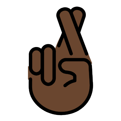 Crossed Fingers Dark Skin Tone Emoji from OpenMoji Emoji Set