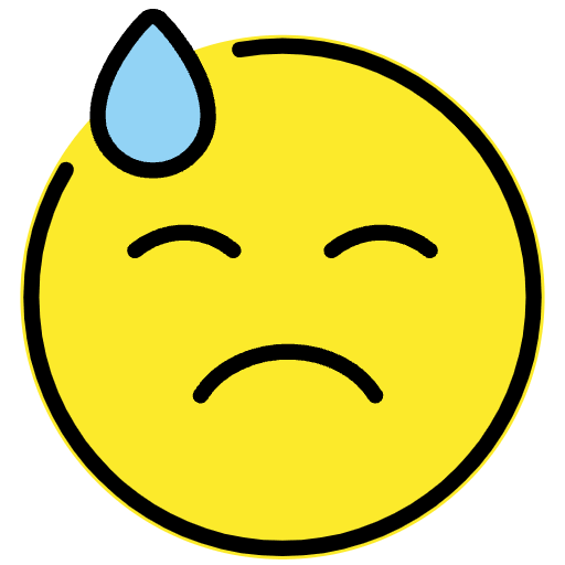 Downcast Face With Sweat Emoji from OpenMoji Emoji Set