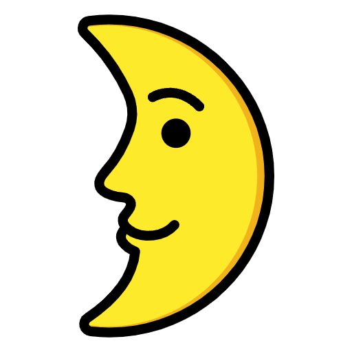 First Quarter Moon Face Emoji from OpenMoji Emoji Set