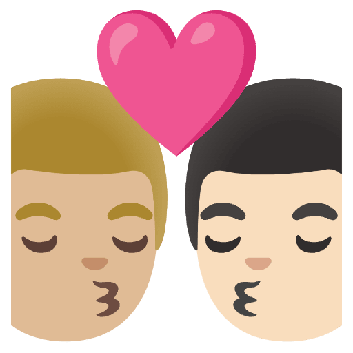 Kiss Man Man Medium Light Skin Tone Light Skin Tone Emoji from Noto Emojis Set