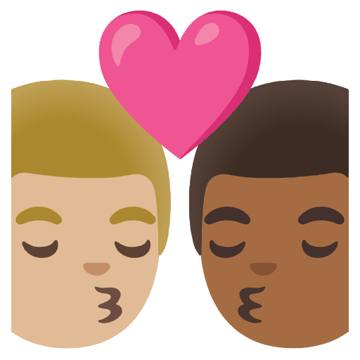 Kiss Man Man Medium Light Skin Tone Medium Dark Skin Tone Emoji from Noto Emoji Set